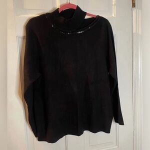 NWT Calvin Klein black cut out neckline pull over knit sequin sweater size 2x
